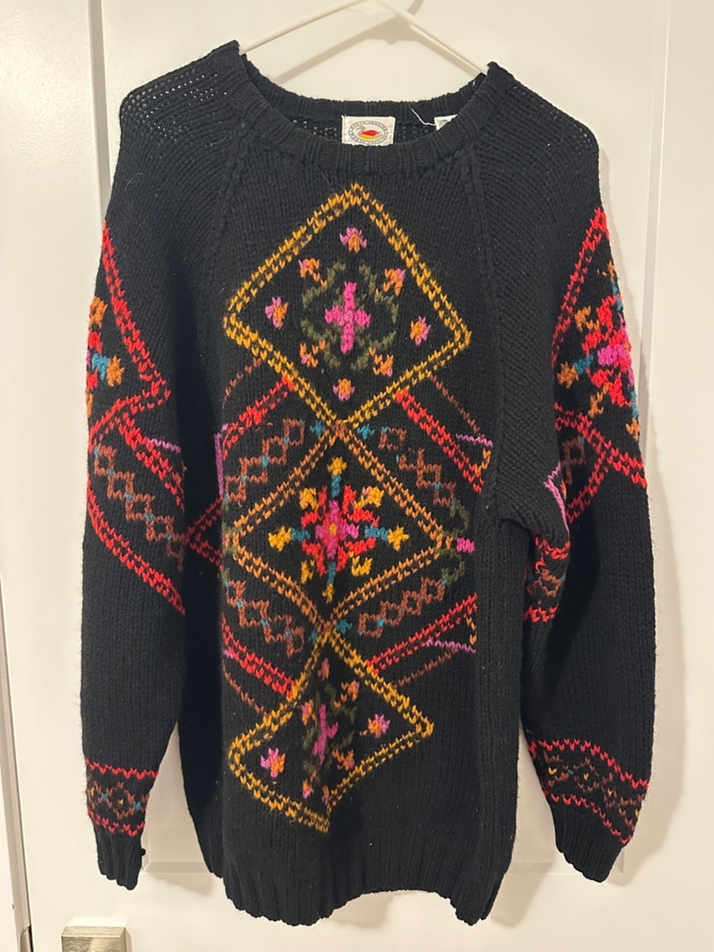 Marsh Landing 90’s Vintage Hand Knit Oversized Crewneck Sweater Size Large Women